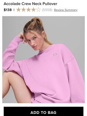 ALO Yoga Accolade Crew Neck Pullover Sweatshirt - Light Pink
